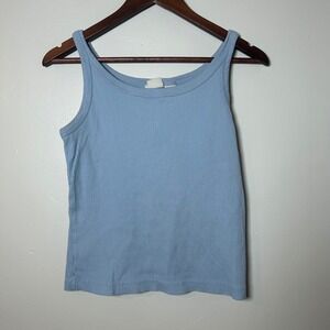 Canyon River Blue Ribbed Tank Top Blue Cotton‎ Women's Size L